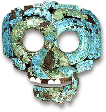 古代メソアメリカのターコイズ モザイク マスクのレプリカ