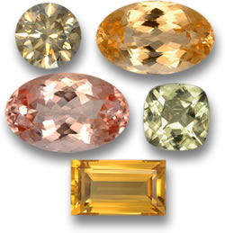 未処理のダイヤモンド、インペリアルトパーズ、モルガナイト、ダイアスポア、シトリンジェム