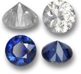 ダイヤモンドカットのジルコンとサファイアの宝石