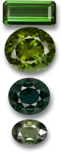 グリーン トルマリンとグリーン サファイアの宝石
