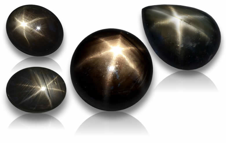 Black Star Sapphire, Natural Star Sapphires, Round, Oval, Pear. Wholesale Black Star Sapphire