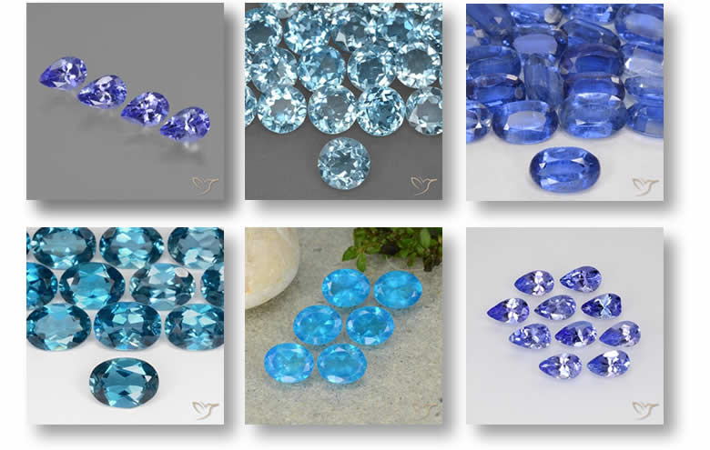 ジュエリー製作用のブルージェムストーンの大量ロット