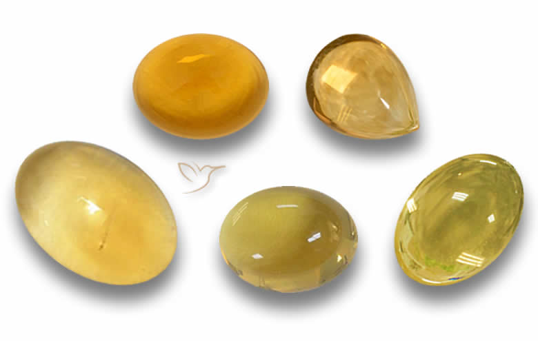 Citrine Cabochon: Smooth Cabochon Cut Citrine Gemstones, Oval, Round for Jewelry. Wholesale Citrine Cabochons