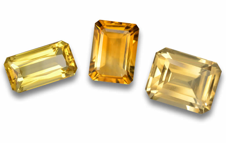 Emerald Cut Citrine Gemstones - Natural, Certified