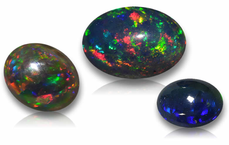 Oval Black Opal Gemstones - Natural, Certified