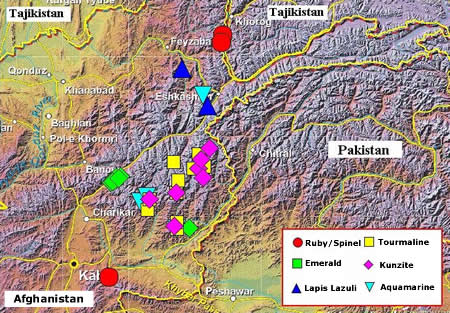 アフガニスタンの宝石-ロケーションマップ