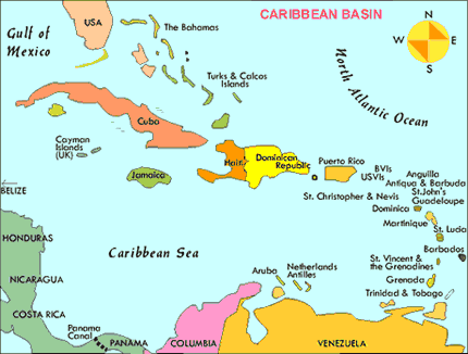 カリブ海の地図