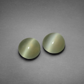 カラットの天然グリーンActinolite Cat's Eye（7.01 mm・ラウンドカット）