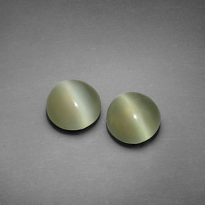 カラットの天然グリーンActinolite Cat's Eye（7.01 mm・ラウンドカット）