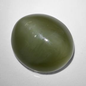 9.44カラットの天然グリーンActinolite Cat's Eye（14.4×13.1 mm・オーバルカット）