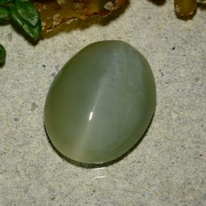 4.86カラットの天然ミディアムグリーンActinolite Cat's Eye（13.2×10.6 mm・オーバルカット）