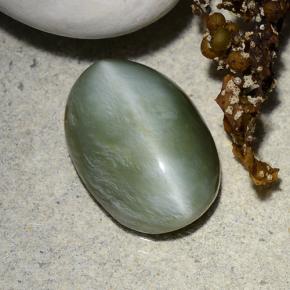 4.96カラットの天然グリーンActinolite Cat's Eye（14.1×10 mm・オーバルカット）