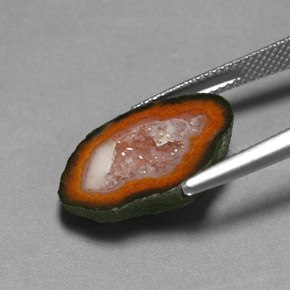 8.24カラットの天然マルチカラー瑪瑙ジオード、ファンシーシェイプ、オペーク