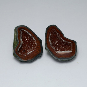 カラットの天然マルチカラーアゲートジオード（23.3×16.4 mm・ファンシーシェイプ）