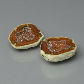 カラットの天然マルチカラーアゲートジオード（21.4×18.6 mm・ファンシーシェイプ）