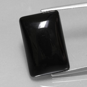 19.22カラットの天然黒アゲート（20.8×13.9 mm・バゲット）