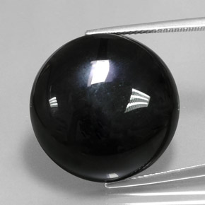 36.81カラットの天然黒アゲート（21.89 mm・ラウンドカット）
