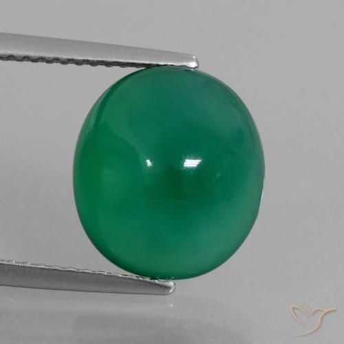 5.87ct 天然 フォレストグリーン 瑪瑙, 楕円形, 半透明