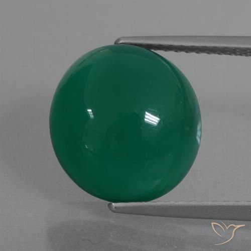 7.28ct 天然 ミディアムグリーン 瑪瑙, 楕円形, 半透明