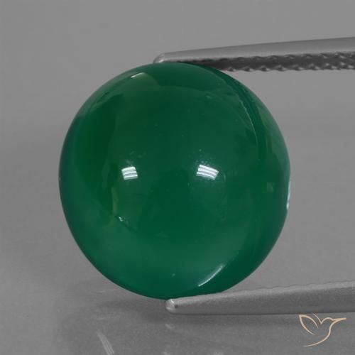 7.02ct 天然 ミディアムグリーン 瑪瑙, 楕円形, 半透明