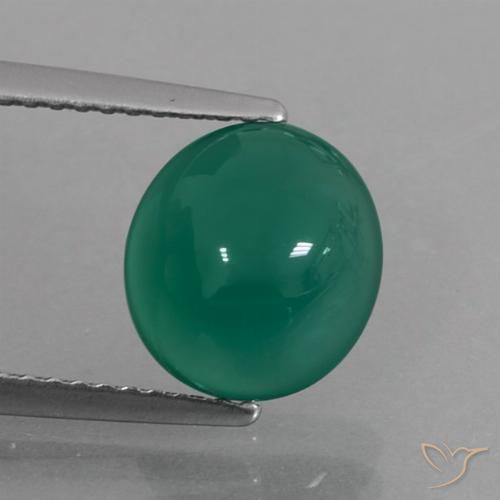 2.44ct 天然 ミディアムグリーン 瑪瑙, 楕円形, 半透明
