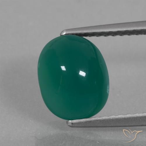 3.02ct 天然 ミディアムグリーン 瑪瑙, 楕円形, 半透明