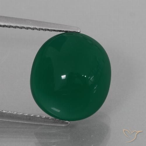 6.74ct 天然 グリーン 瑪瑙, 楕円形, 半透明