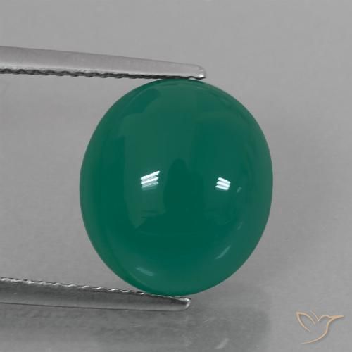 6.30ct 天然 ミディアムグリーン 瑪瑙, 楕円形, 半透明