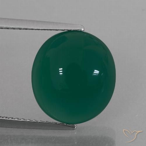 7.17ct 天然 ミディアムダークグリーン 瑪瑙, 楕円形, 半透明