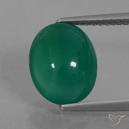 3.40ct 天然 ミディアムグリーン 瑪瑙, 楕円形, 半透明