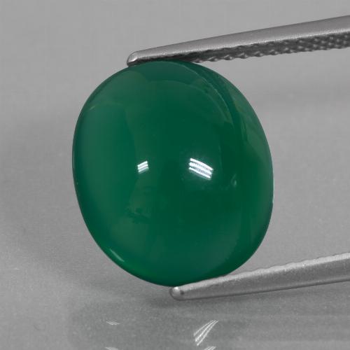 5.79カラットの天然ミディアムダークグリーンアゲート（13×11.1 mm・オーバルカット）