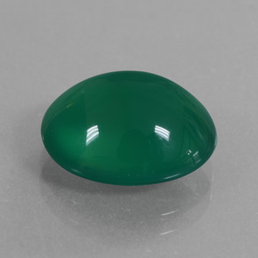 5.79カラットの天然ミディアムダークグリーンアゲート（13×11.1 mm・オーバルカット）