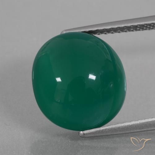 6.90ct 天然 ミディアムグリーン 瑪瑙, 楕円形, 半透明
