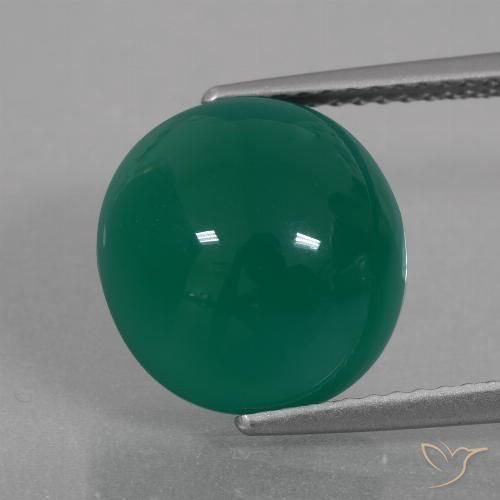 6.52ct 天然 ミディアムグリーン 瑪瑙, 楕円形, 半透明