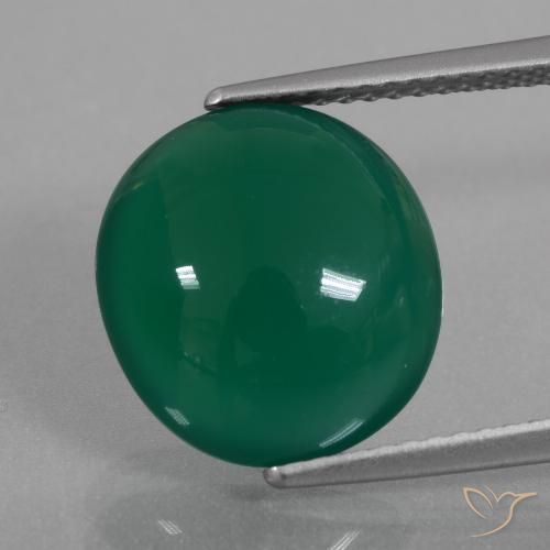 5.73ct 天然 グリーン 瑪瑙, 楕円形, 半透明