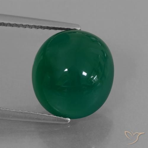 7.21ct 天然 ミディアムグリーン 瑪瑙, 楕円形, 半透明