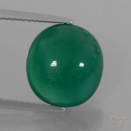 7.06ct 天然 フォレストグリーン 瑪瑙, 楕円形, 半透明