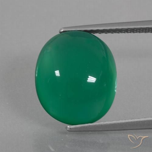 7.77ct 天然 ミディアムグリーン 瑪瑙, 楕円形, 半透明