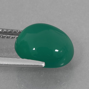 4.11カラットの天然ミディアムグリーンアゲート（10.5×9.5 mm・オーバルカット）