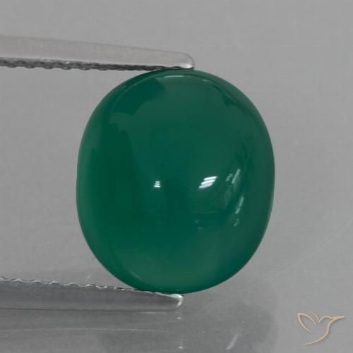 4.14ct 天然 ミディアムグリーン 瑪瑙, 楕円形, 半透明, Photo A