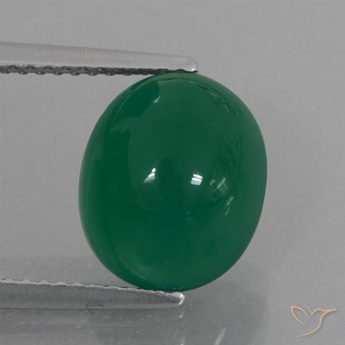 4.71ct 天然 ミディアムグリーン 瑪瑙, 楕円形, 半透明
