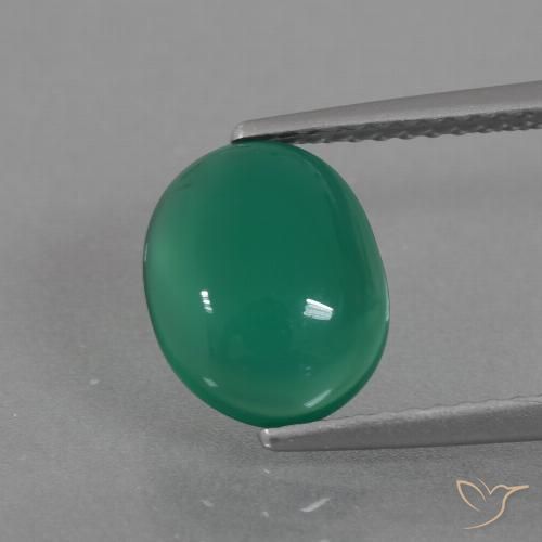 2.11ct 天然 ミディアムグリーン 瑪瑙, 楕円形, 半透明