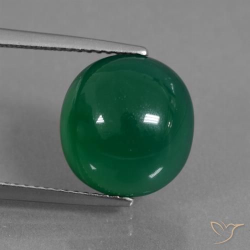 7.02ct 天然 ミディアムグリーン 瑪瑙, 楕円形, 半透明