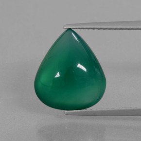 5.89カラットの天然グリーンアゲート（13.2×11.5 mm・洋梨の形）