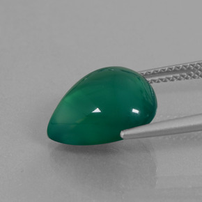 5.89カラットの天然グリーンアゲート（13.2×11.5 mm・洋梨の形）