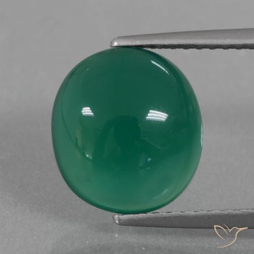 3.83ct 天然 ミディアムディープグリーン 瑪瑙, 楕円形, 半透明