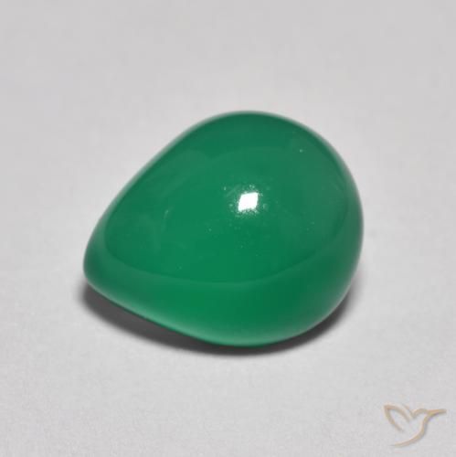 2.67ct 天然 ミディアムディープグリーン 瑪瑙, 洋梨の形, 半透明