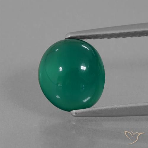 2.25ct 天然 グリーン 瑪瑙, 楕円形, 半透明