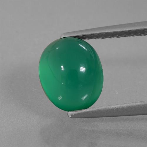 2.52カラットの天然ミディアムグリーンアゲート（8.7×7.2 mm・オーバルカット）