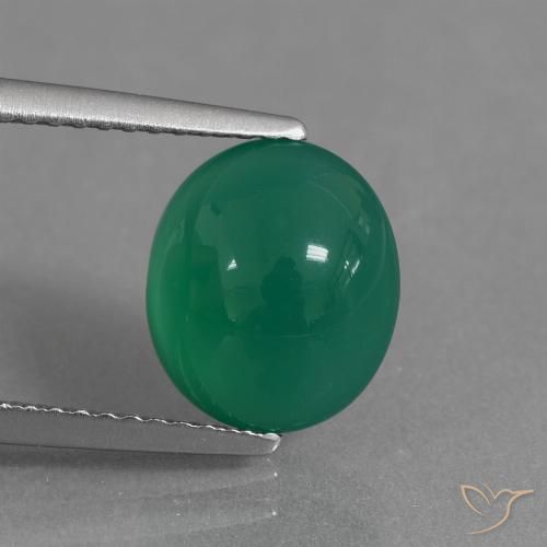 2.81ct 天然 ミディアムグリーン 瑪瑙, 楕円形, 半透明